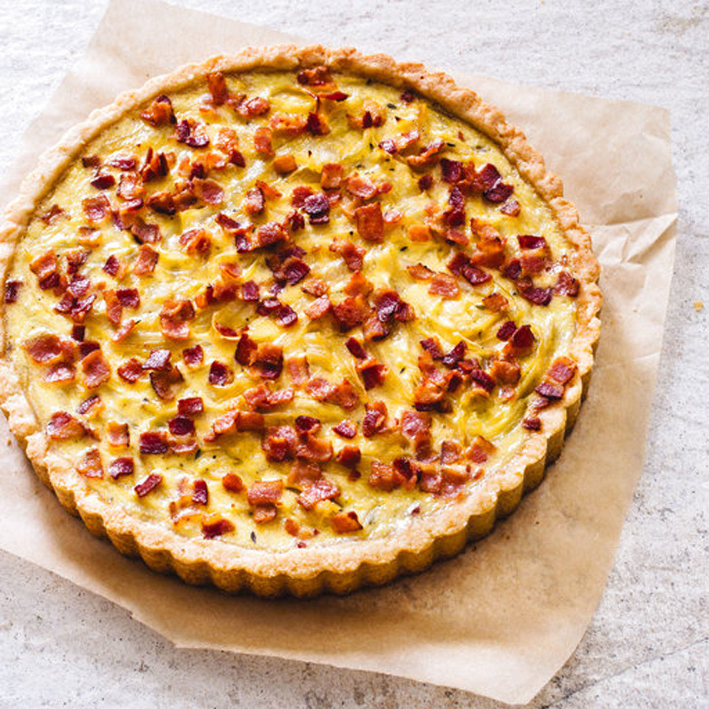 French onion bacon tart